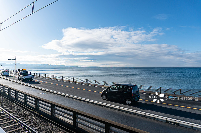 日本神奈川的海岸公路图片素材