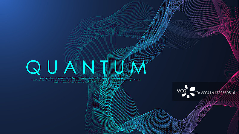 量子计算机技术波浪流动，量子创新技术，人工智能，数字大数据可视化，量子计算机技术背景，矢量图图片素材