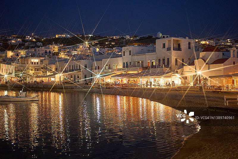 希腊米科诺斯镇海滨风光图片素材