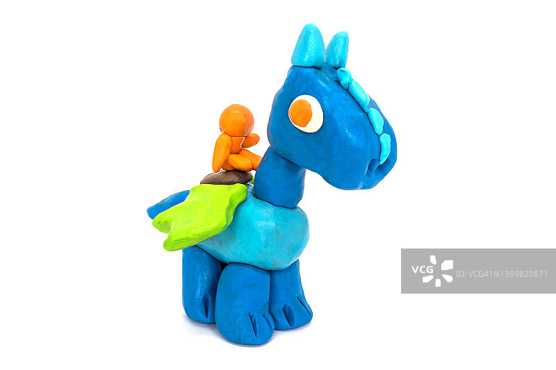 白色背景上骑着飞马的橡皮泥人图片素材