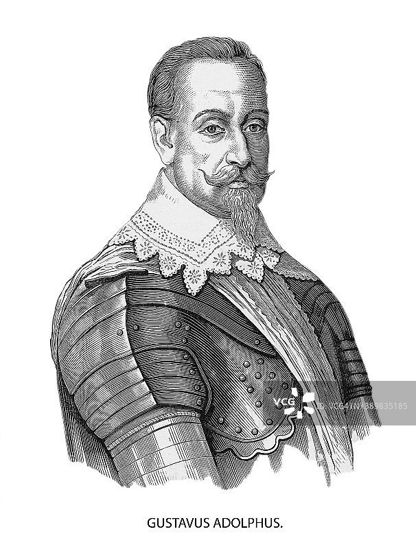 瑞典国王古斯塔夫·阿道弗斯（古斯塔夫二世·阿道夫）肖像图片素材