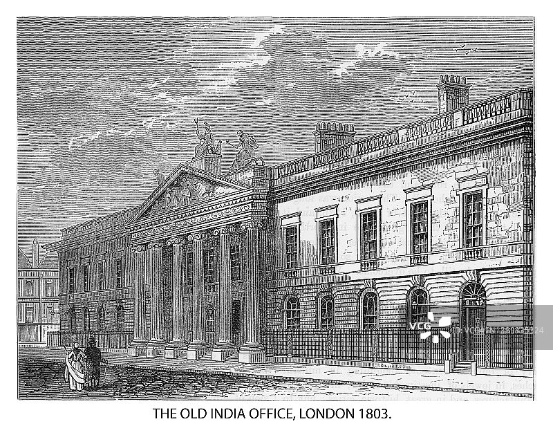 英国伦敦东印度公司旧插画图片素材