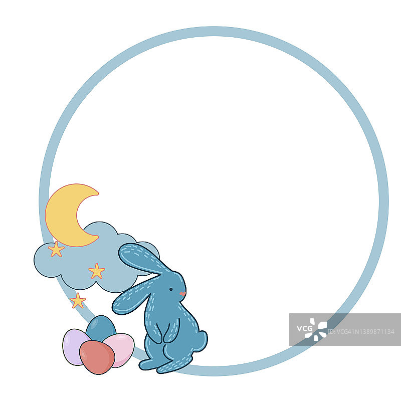 快乐复活节边框卡通兔子装饰元素图片素材