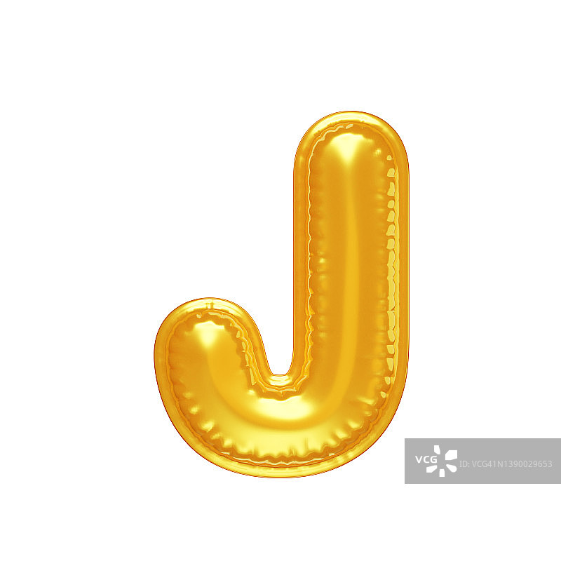 黄色气球3D字母J图片素材