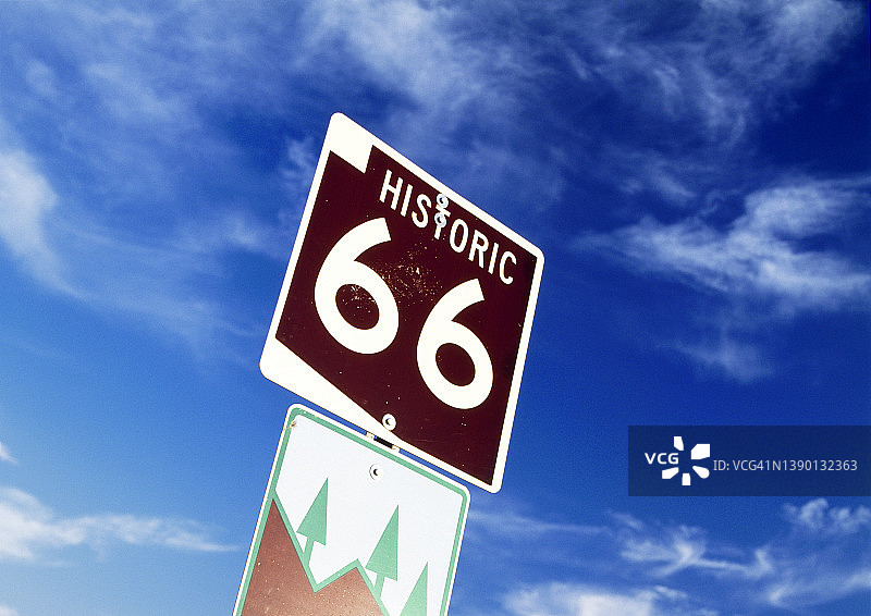 66号公路沙漠路标图片素材