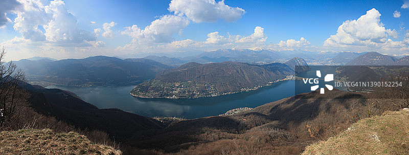 卢加诺湖的壮丽景色图片素材