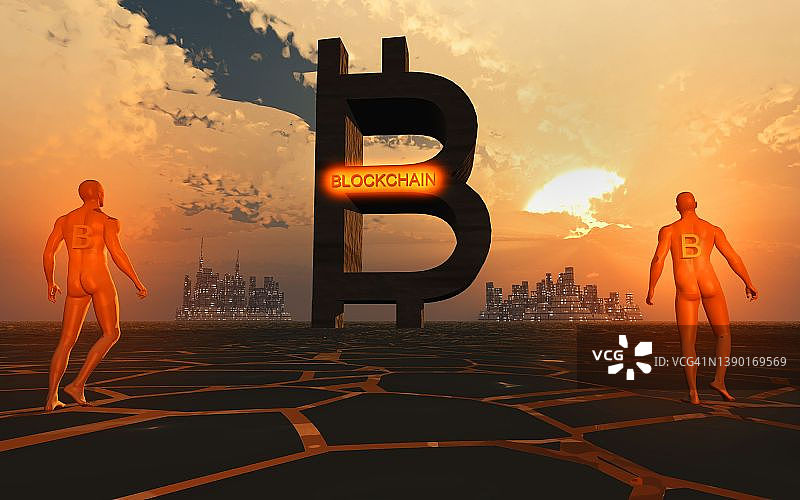 比特币进入区块链图片素材