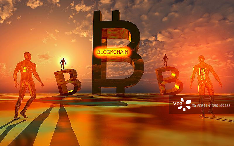 比特币和区块链图片素材