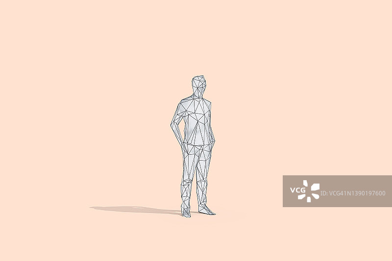 3D渲染：商人插兜，桃色背景图片素材