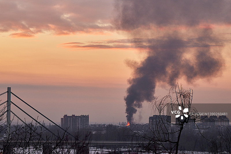 城市中的火灾图片素材