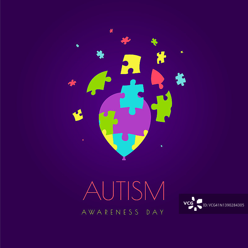 自闭症概念插画图片素材