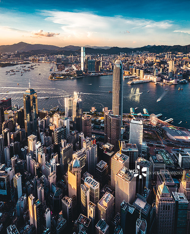 香港维多利亚港日落图片素材