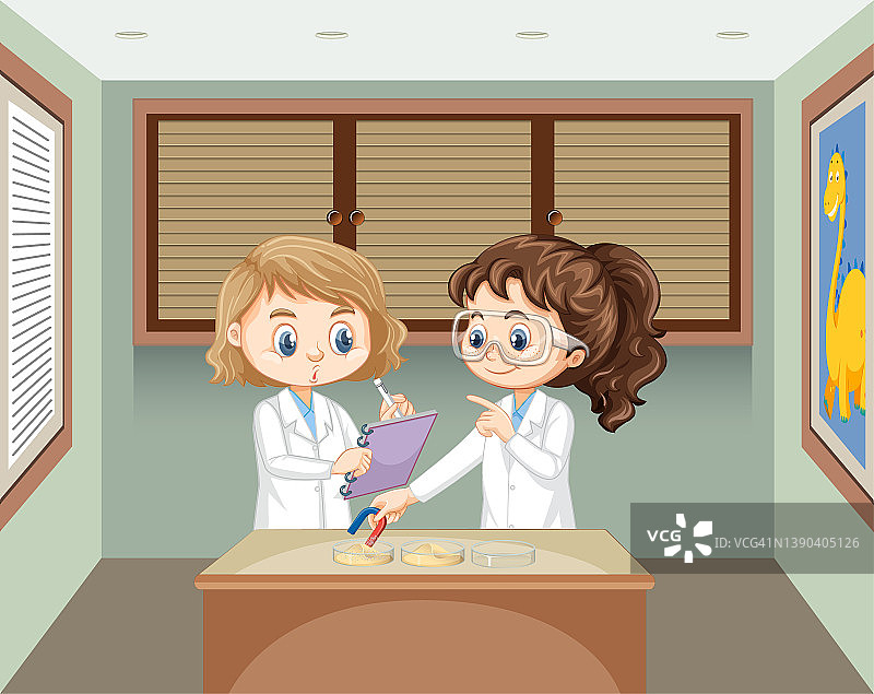 孩子们做磁铁实验图片素材