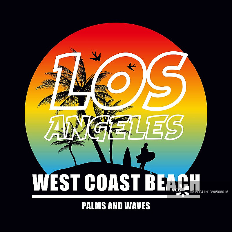 用于T恤印花的洛杉矶排版平面设计图片素材