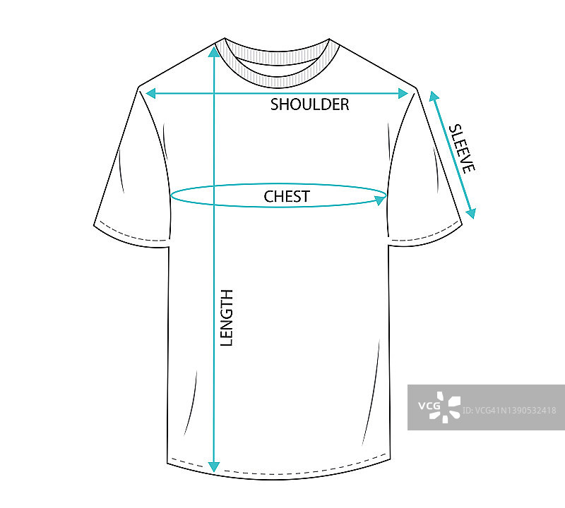 男士T恤设计及尺码表模板图片素材