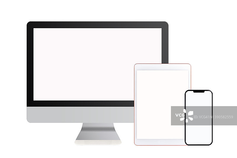 电脑、手机和带剪切路径的数位板电脑图片素材