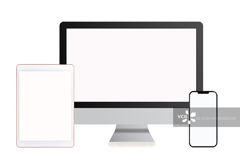 电脑、手机和带剪切路径的数位板电脑图片素材