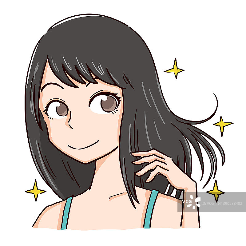 有着黑色头发的美丽女人图片素材