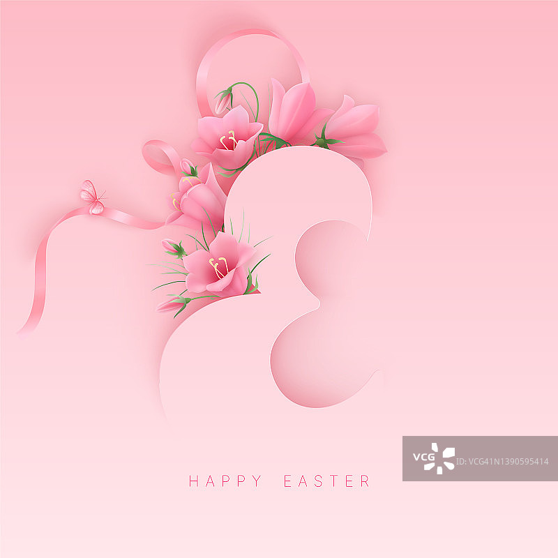 复活节贺卡与风铃花图片素材