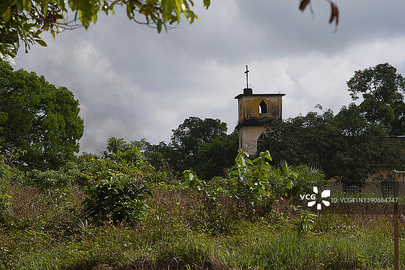 利比里亚图卜曼堡教堂钟楼图片素材