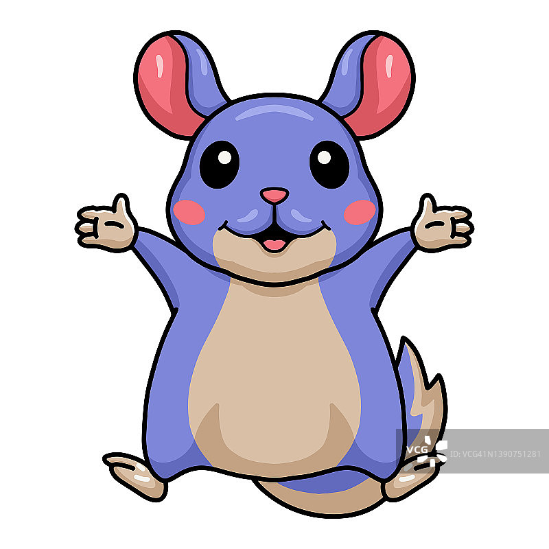 举起双手的可爱小龙猫卡通形象图片素材