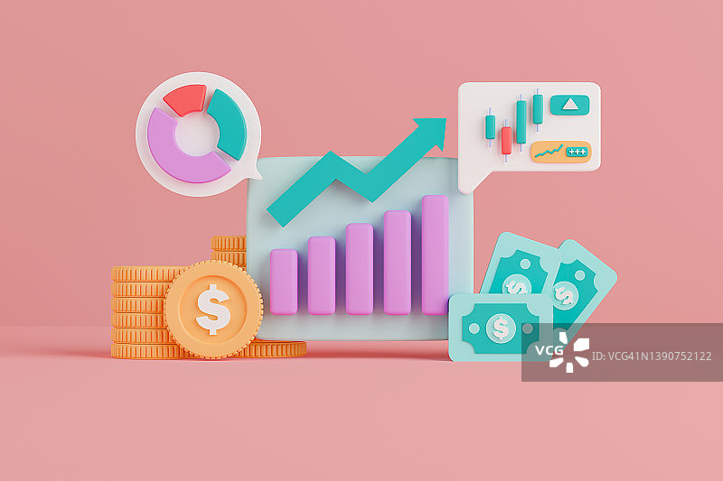 股市概念3D渲染图片素材