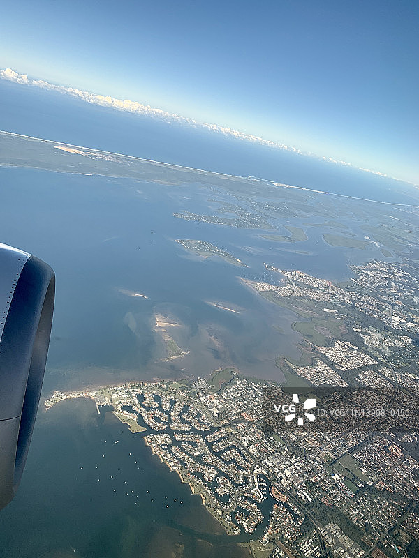布里斯班海滨郊区的航拍景色图片素材