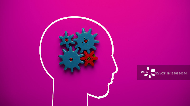 带有齿轮的人脑概念图图片素材