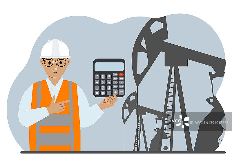 炼油厂的男工程师使用平板电脑操作抽油机组，能源工业区，石油钻井图片素材