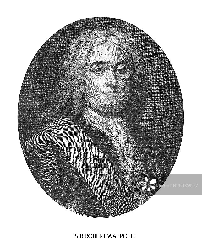 英国政治家罗伯特·沃波尔肖像图片素材