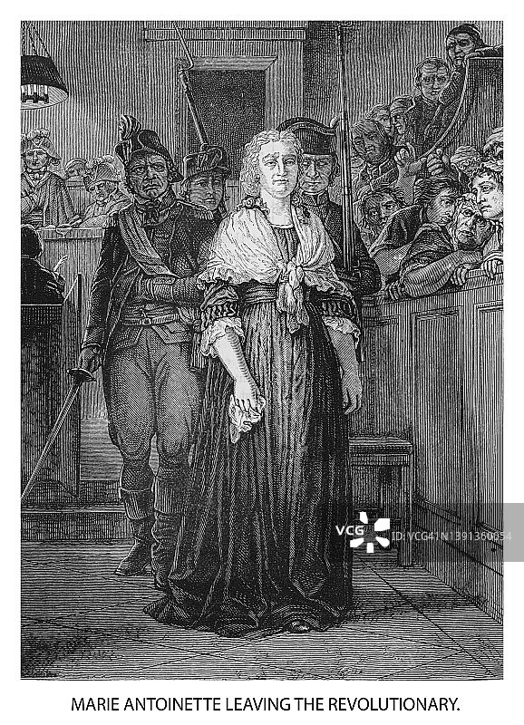 法国王后玛丽·安托瓦内特在1793年10月被革命法庭判处死刑图片素材