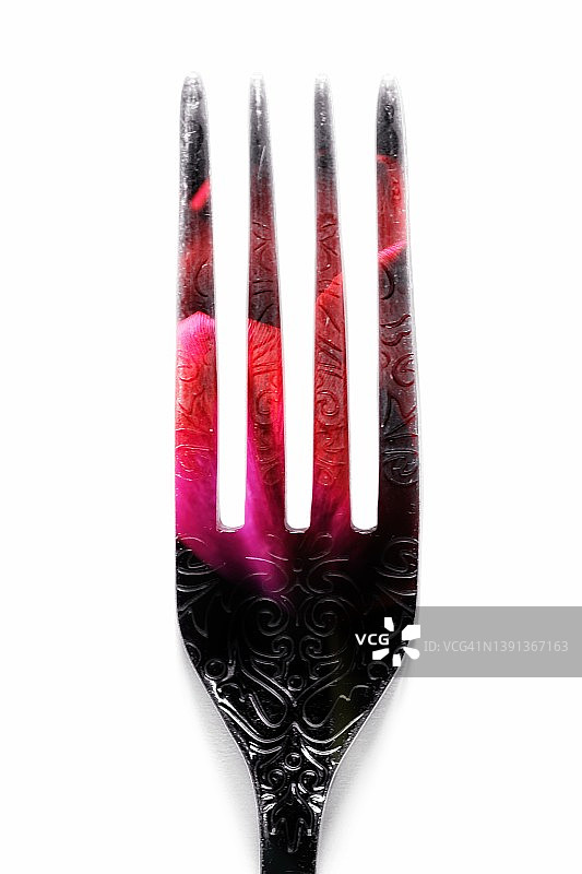 白色背景上的黑色叉子图片素材