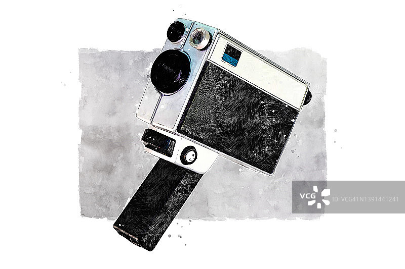 混合媒体风格的电影摄影机图片素材
