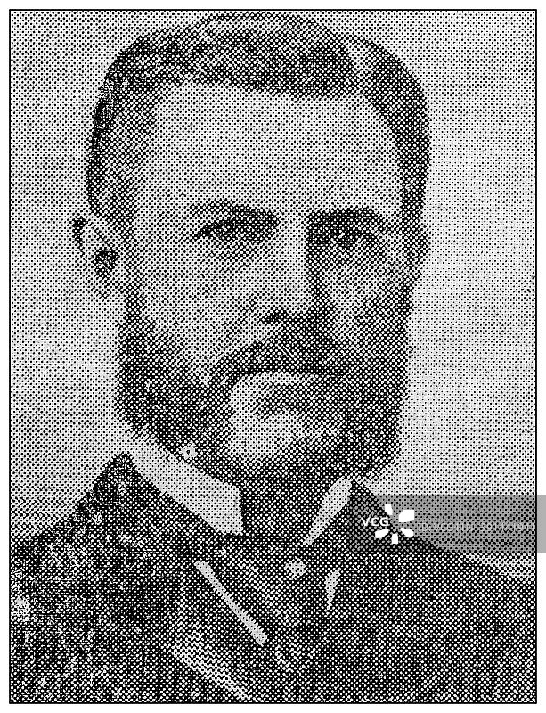 查尔斯·兰利特·弗林特古董肖像图片素材