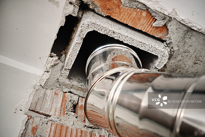 建筑物中的管道特写图片素材