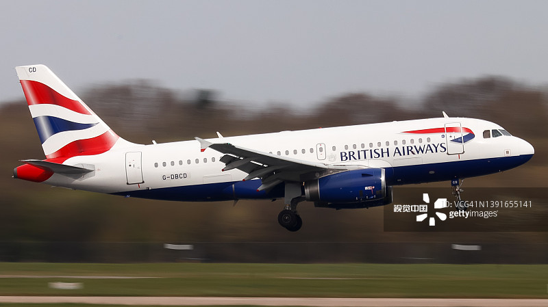 英国航空A319型飞机在曼彻斯特机场图片素材
