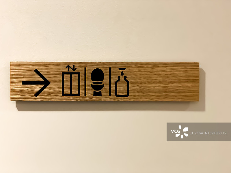 前往电梯、洗手间和饮水处指示牌图片素材