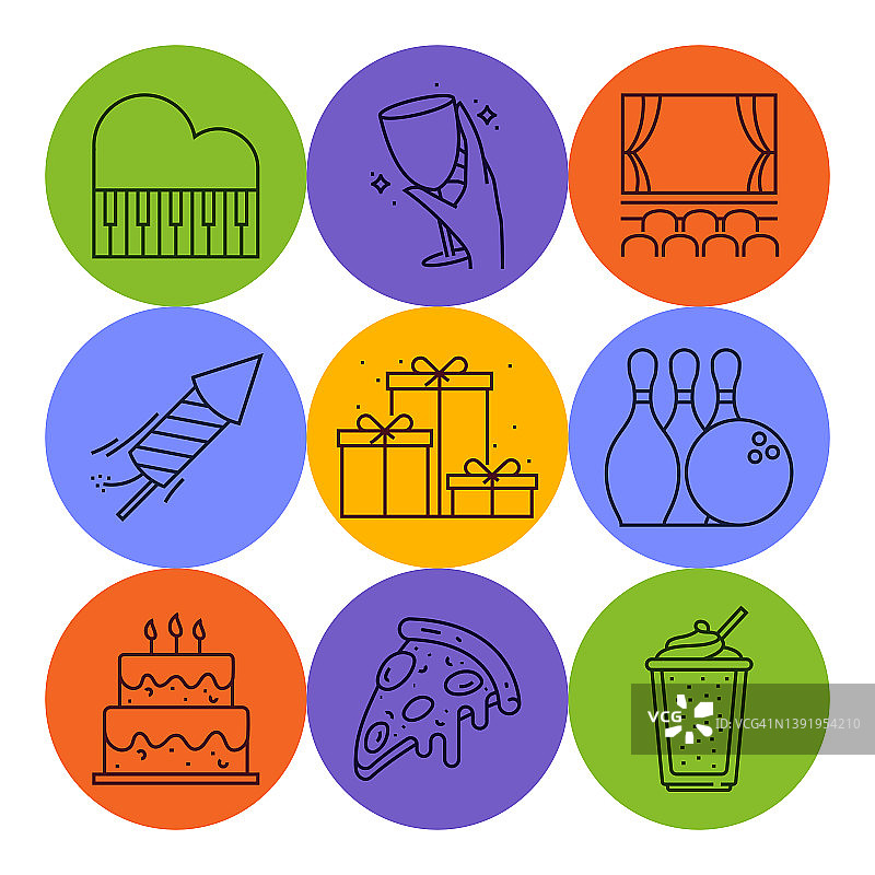 派对线性图标集图片素材