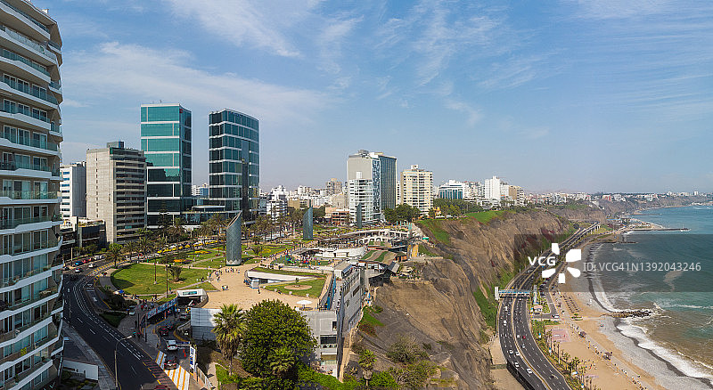 秘鲁首都利马的米拉弗洛雷斯地区图片素材