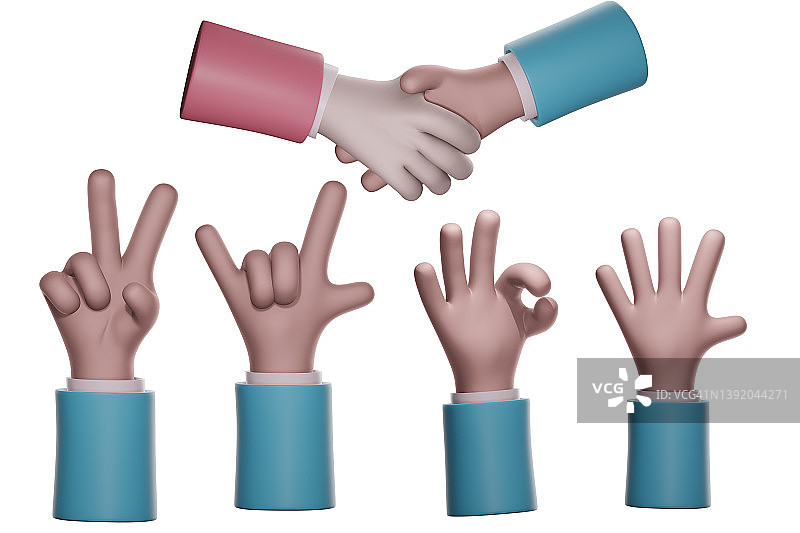 手部3D手势图标图片素材