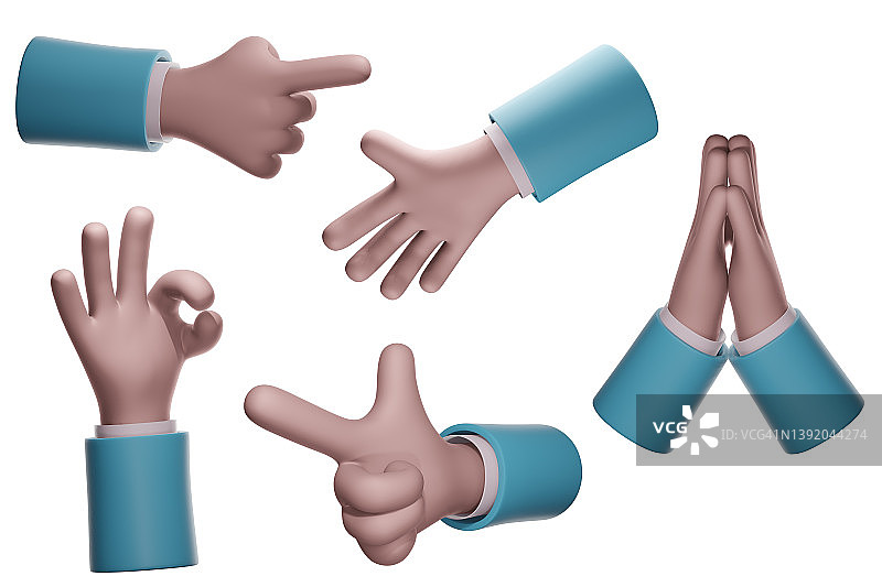 手部3D手势图标图片素材