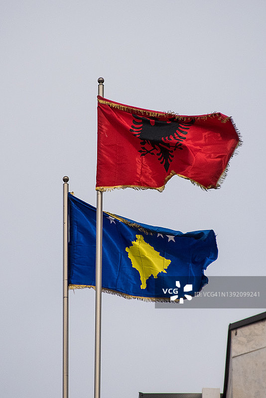 阿尔巴尼亚和科索沃旗帜图片素材