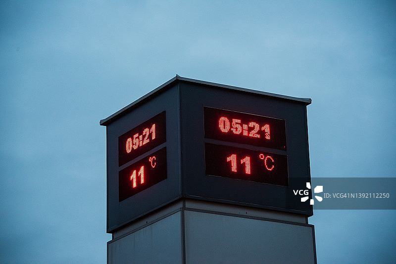 数字时钟与温度显示图片素材