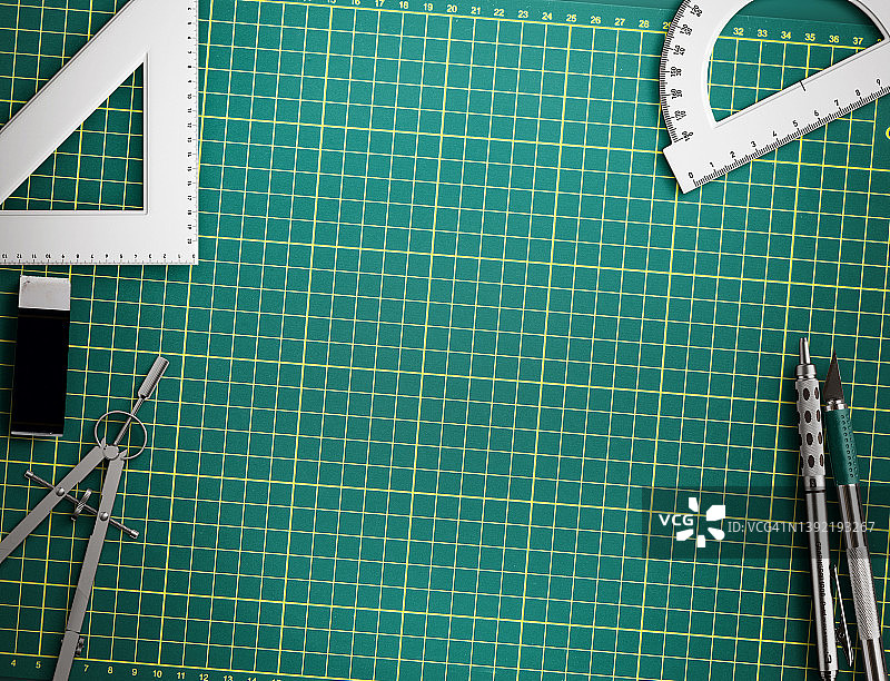 建筑师桌面设计，俯视图，切割垫背景图片素材