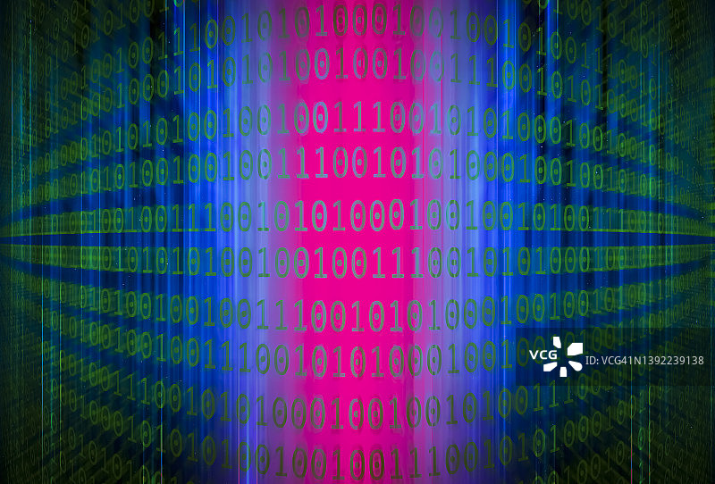 粉色渐变图形图案背景上的二进制代码文本渲染图片素材