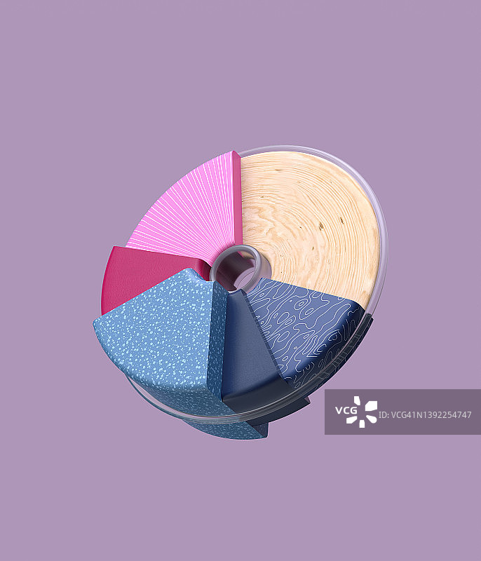 六段式3D信息图饼图图片素材