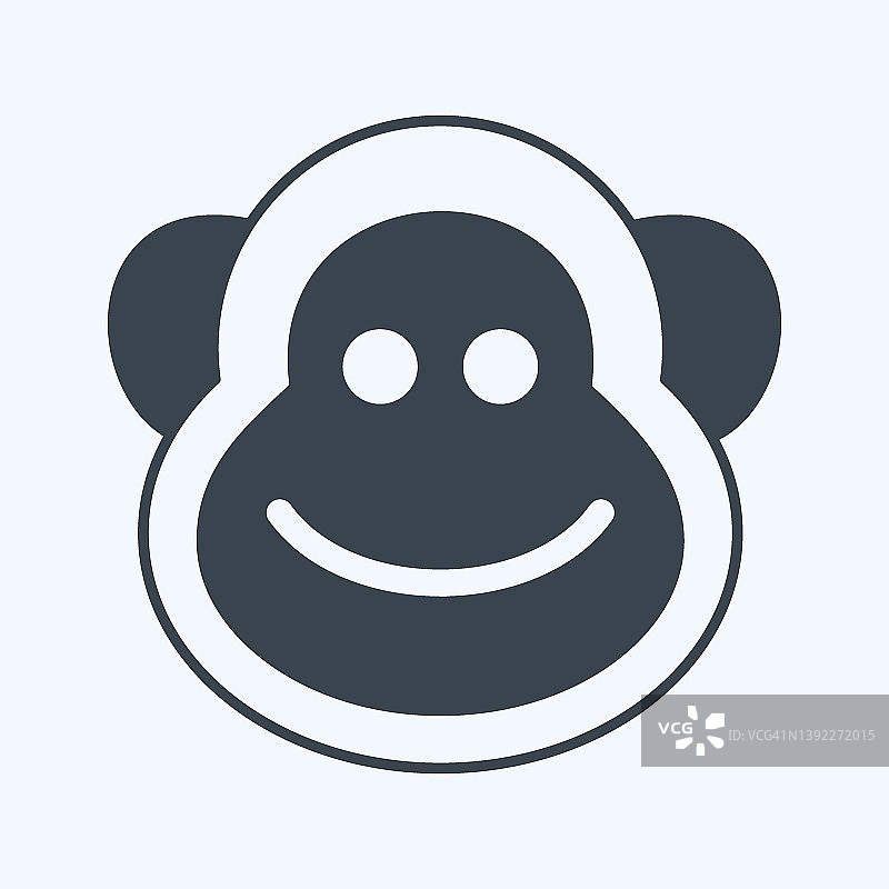 猴子图标，适用于动物标志，字形风格图片素材