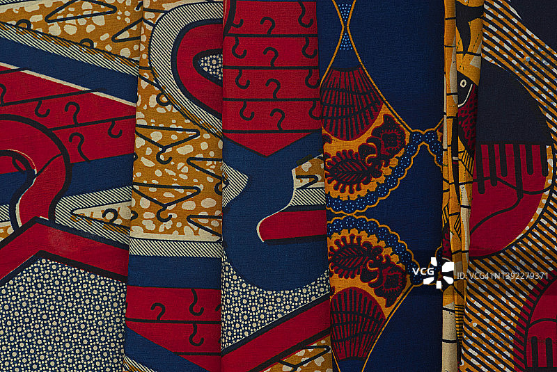 利比里亚，西非的彩色纺织品“lappa”图片素材