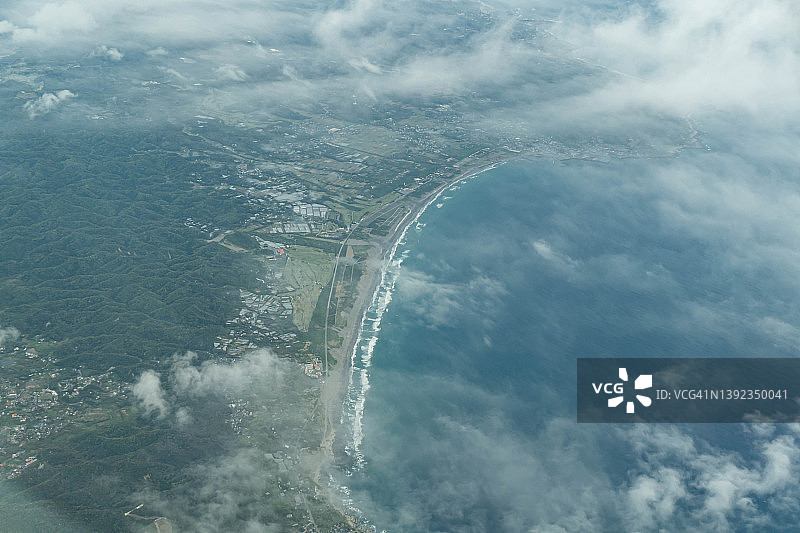 从飞机上俯瞰日本千叶县馆山市图片素材