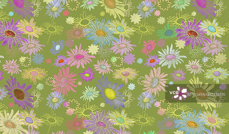 不同细节程度的粉彩风格彩色花朵图片素材